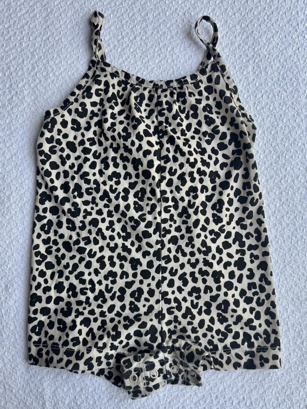 Leopard Print Spaghetti Strap Romper in Cream and Black